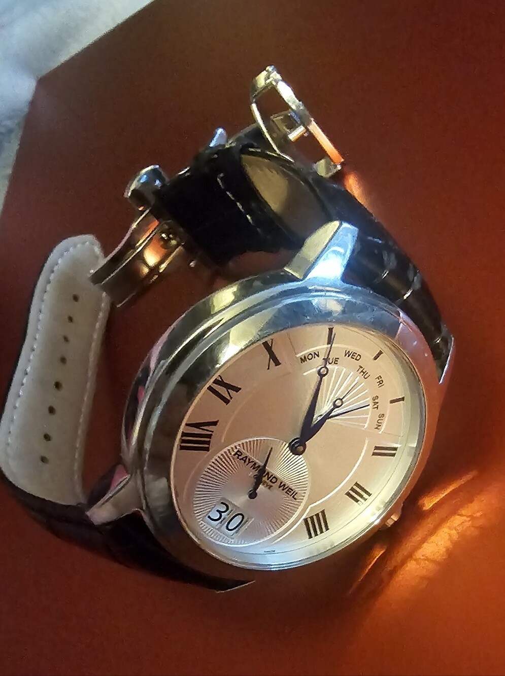 Raymond Weil Silver Dial Watch with Black Leather Strap - Picture 5 of 16